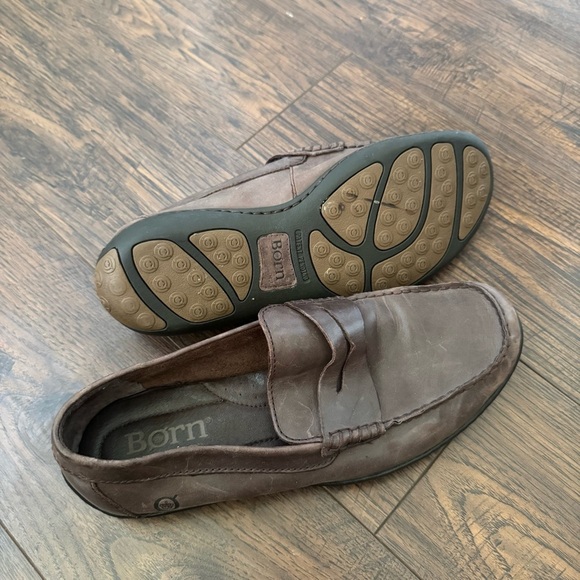 Born Simon Penny Distressed Leather Brown Slip On Comfort Loafers Mens Size 10 - Picture 9 of 10